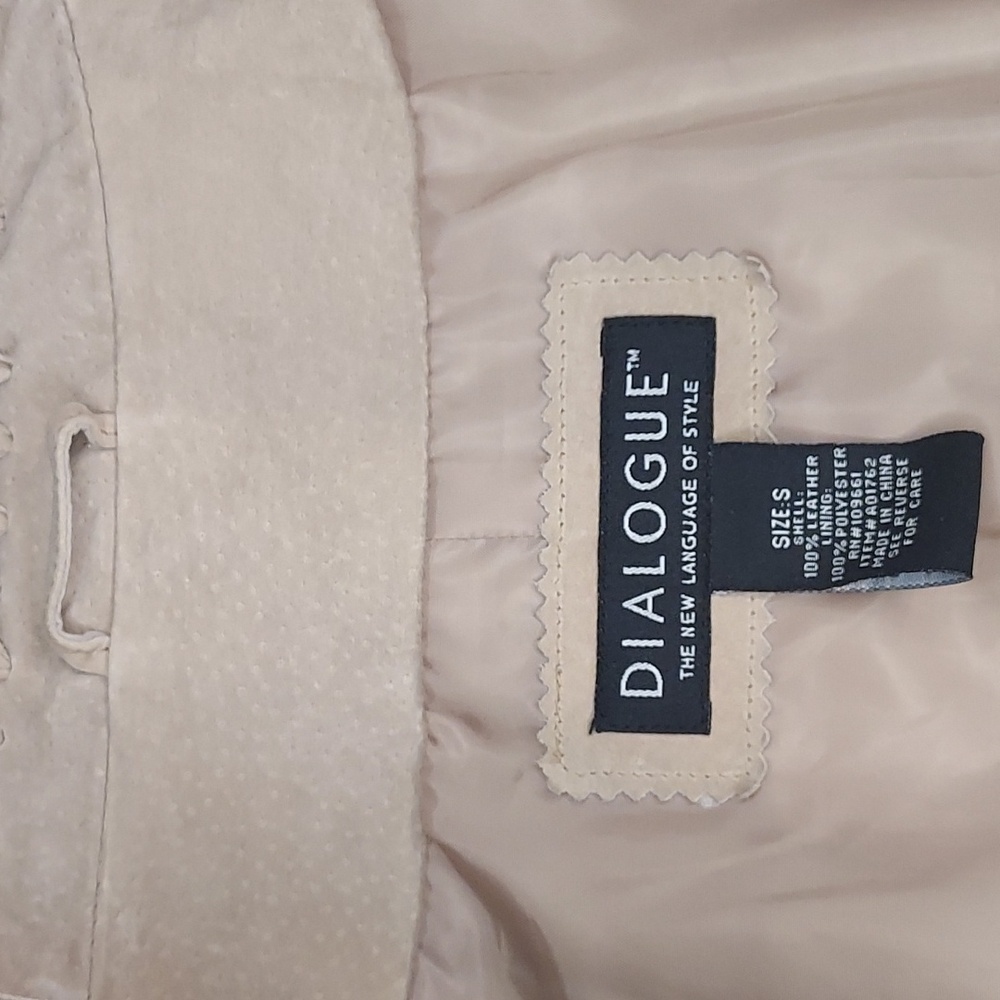 Dialogue Lt. Tan Beige Suede Leather Fringe Jacket Size Small - Picture 7 of 13